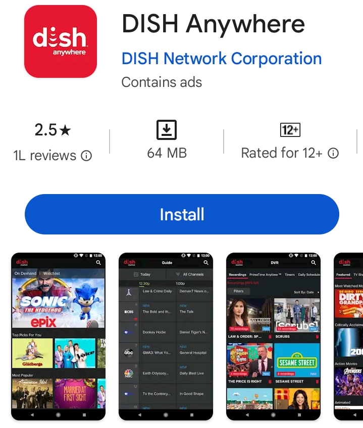Install dish anywhere app on Android 