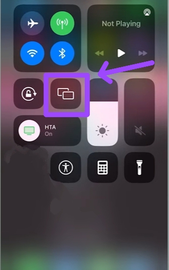 Tap on screen mirroring option on iOS device to connect with onn Roku tv 
