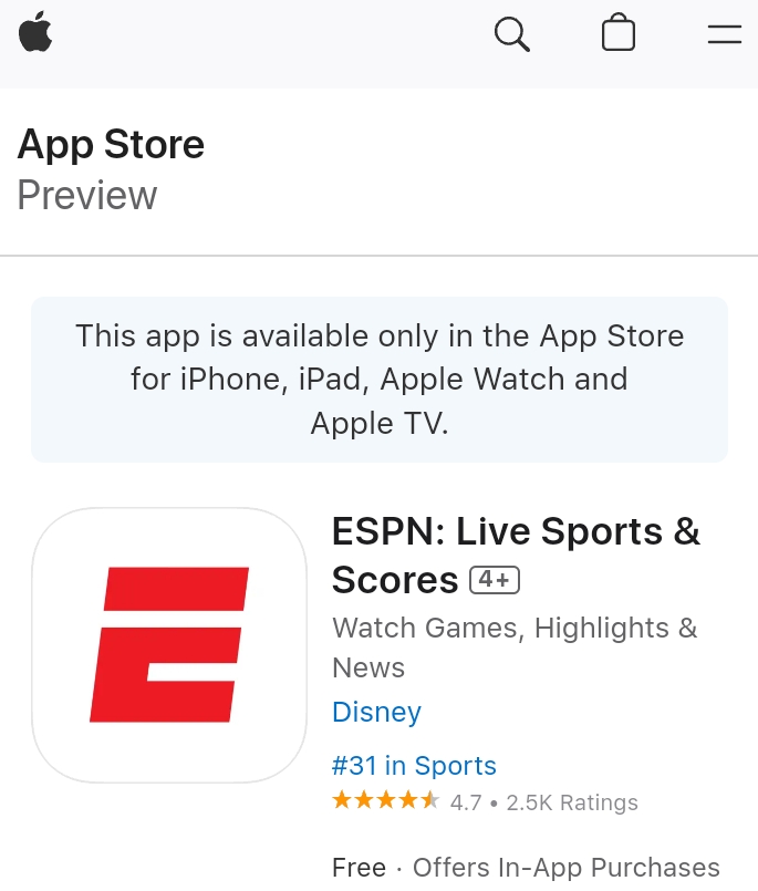 Install ESPN App on iOS 
