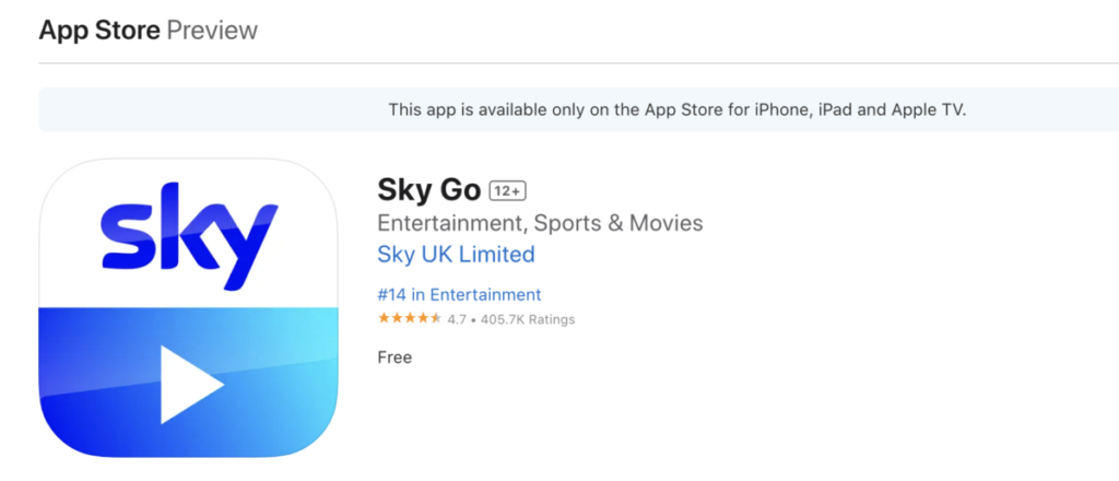 download and install sky go on iOS device