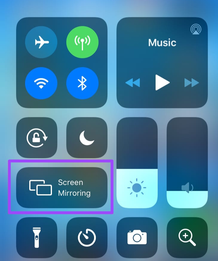 screen mirroring icon on iOS to watch Redbox on Roku tv 