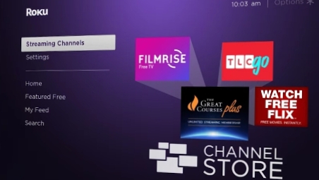 select Streaming channel on roku device 