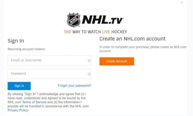 sign in on nhl to watch hockey live sports 