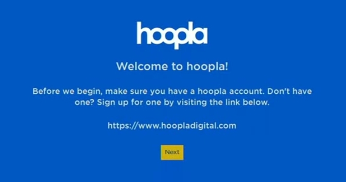 Instructions to activate hoopla app on Roku device 