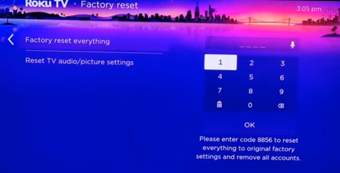 factory reset on onn Roku TV to clear cache on Roku device 