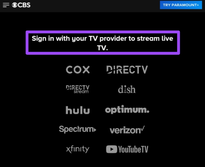 Sign up or login on CBS sports on Roku with TV provider 