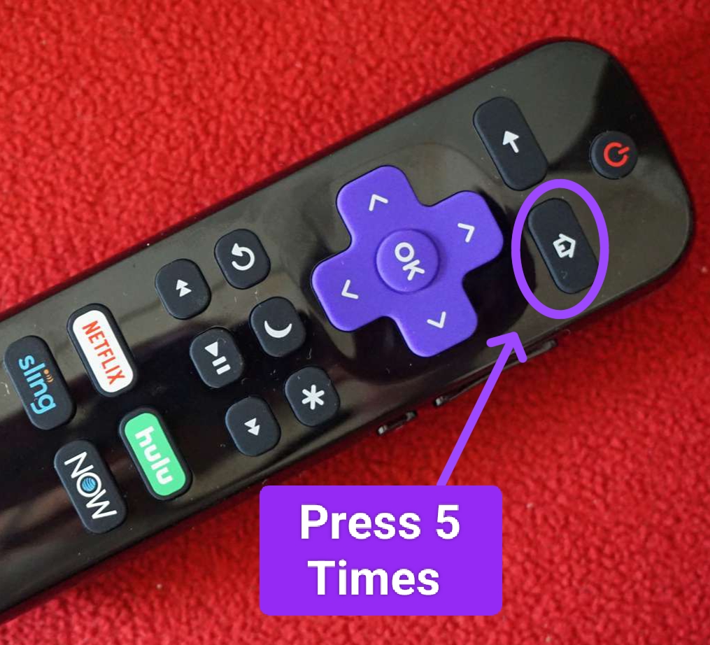 press the Home button on the Roku remote to clear cache on Roku device 