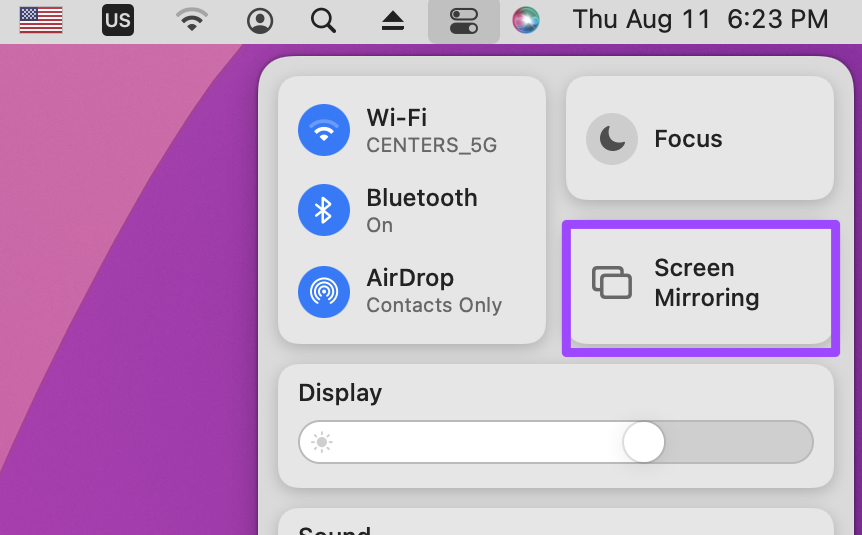 screen mirroring icon on Mac to install Patreon