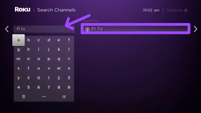 search F1 TV on Roku tv to add formula 1 channel 