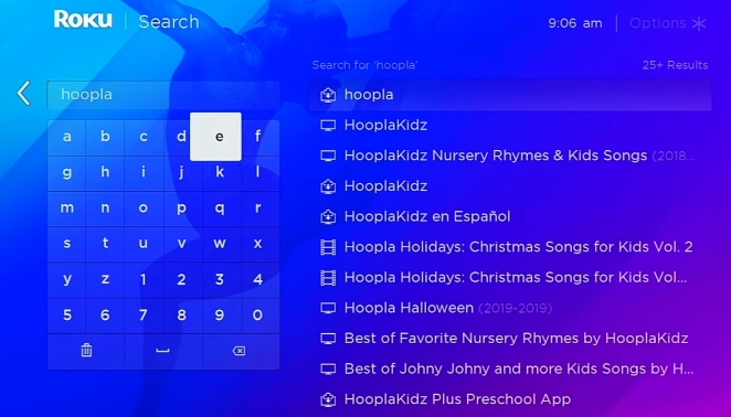 search hoopla app to watch hoopla on Roku TV 