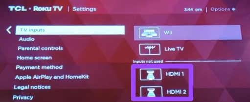 HDMI input option on roku to play PowerPoint on Roku TV 