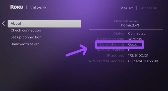 check network strength on Roku to  fix Can't record on youtube tv roku
