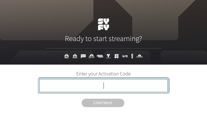 enter activation code to activate Syfy on Roku 