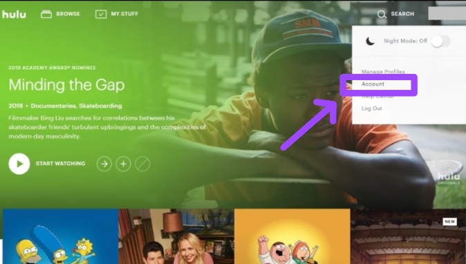 log out of Hulu on Roku using Hulu website 