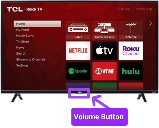 volume up or down button on TCL Roku TV to turn up volume on Roku TV