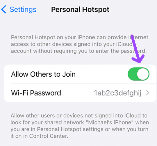 select Allow Others to Join on iPhone to fix Hisense Roku error code 014.50 or 14.50