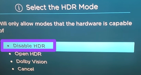 Disable or turn off HDR on Roku TV 