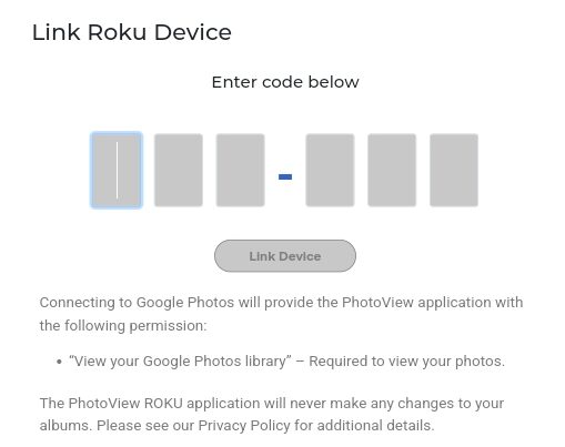 link Photoview app to Roku TV to view Google photos on Roku 