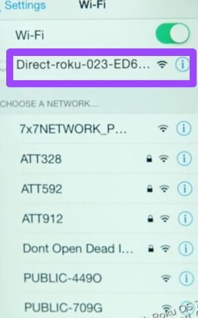select WiFi network Direct-Roku-023-ED6EB1on your phone 